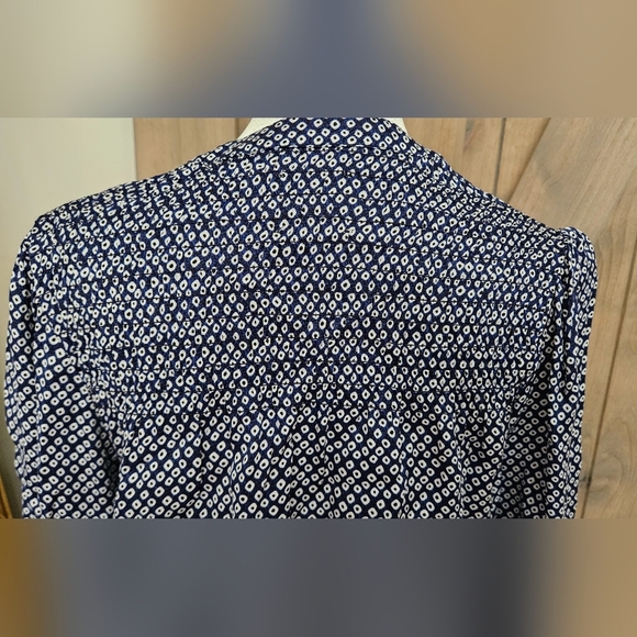 ANTHROPOLOGIE Sundays Tie Waist 3/4 Sleeved Mini Dress In Navy/white Spot.Size 0 - Picture 11 of 12